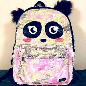 NEW Justice silver sequin backpack